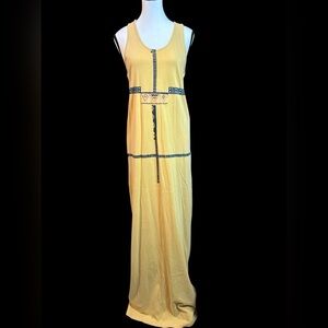 Monrow Yellow Maxi Dress with Teal Detailing